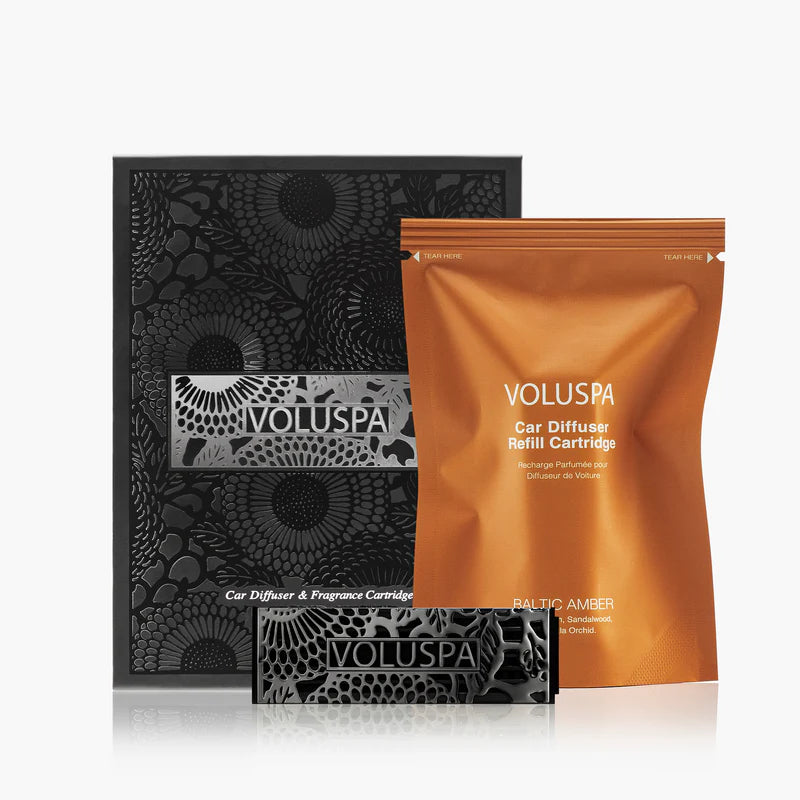 Voluspa -  Baltic Amber - Car Diffuser Starter Kit
