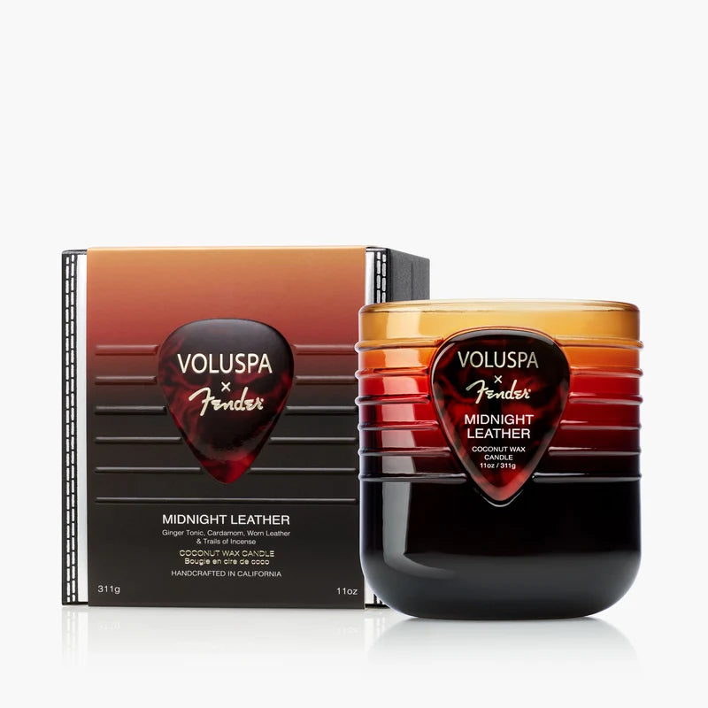 Voluspa x Fender - Midnight Leather 11oz boxed candle
